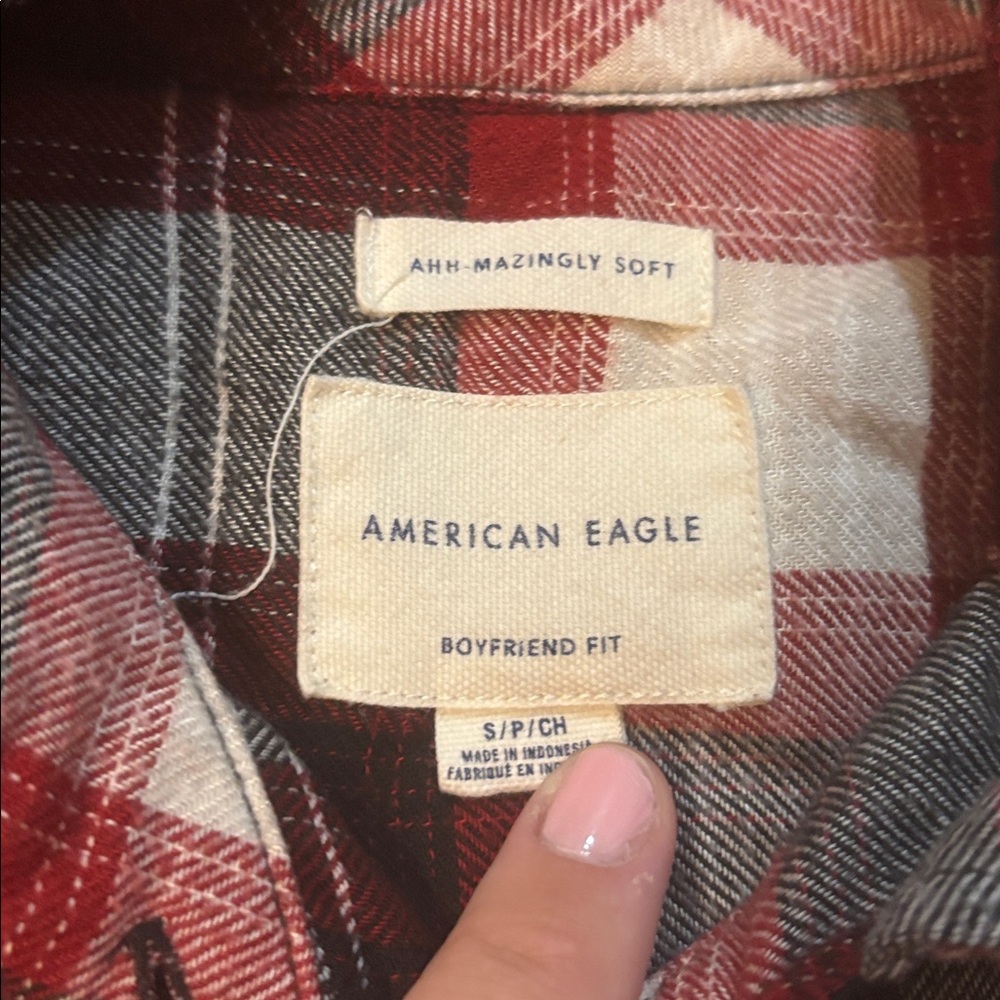 American Eagle Boyfriend Fit Plaid Button Down Plaid Shirt, Women’s Size Small - Picture 4 of 7